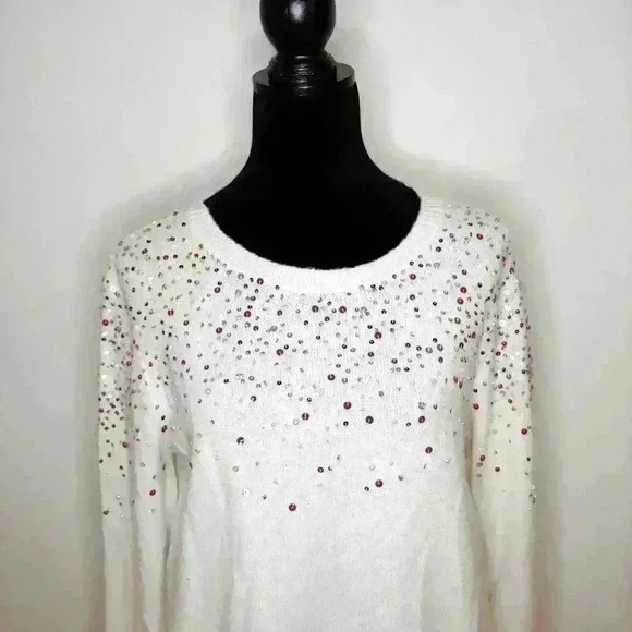 𝅺HALOGEN Multicolor Sequin Crew Neck Sweater M - Picture 4 of 8